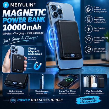 Portable 10,000mAh 2-in-1 Magnetic Power Bank For iPhone & android  |UAE delivery 1-3 days