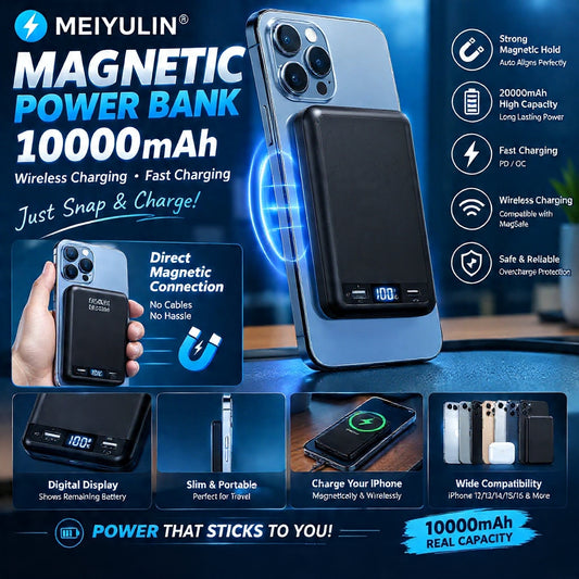 Portable 10,000mAh 2-in-1 Magnetic Power Bank For iPhone & android  |UAE delivery 1-3 days