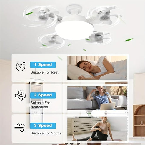 F4 LED Fan Light Multifunctional Rechargeable Fan Lamp for Home